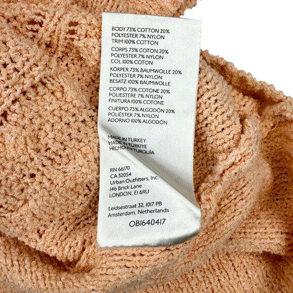 NWT FREE PEOPLE Baby Cable Tee In Peach Size Medium - Picture 6 of 7